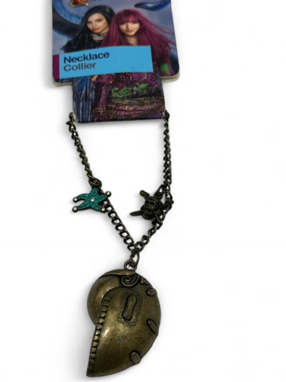 Disney Bronze Tone Heart Pendant Necklace with Teal Star Accent